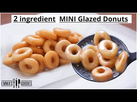 2 Ingredient MINI Fluffy Glazed Donuts Recipe ! Easy Doughnuts Recipe