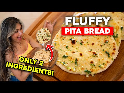 2 INGREDIENT PITA BREAD! Fluffy + Simple and Clean Recipe