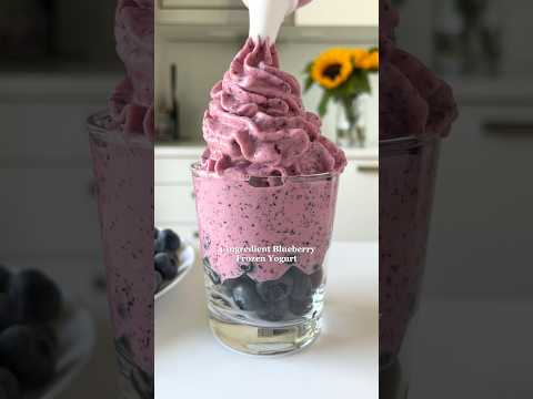 4-ingredient Blueberry Frozen Yogurt💜 #healthydessert #easyrecipes #healthyrecipes