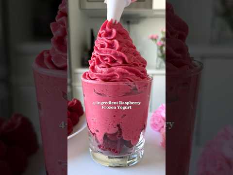 4-ingredient Raspberry Frozen Yogurt🩷 #easyrecipes #healthydessert #healthyrecipes