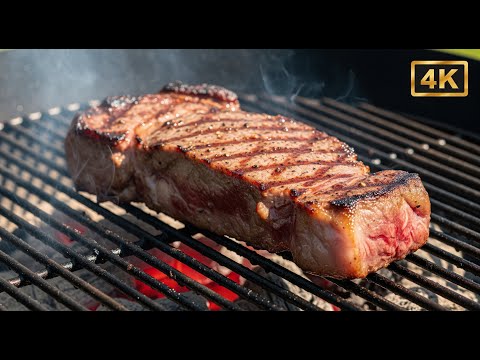 [4K] Sizzling Steak & BBQ Fire Sounds for Relaxation & Focus | Grilling Ambience