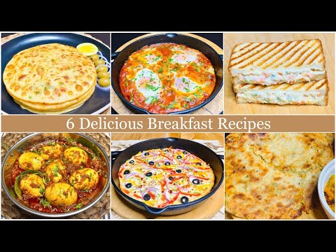 6 Delicious Breakfast Recipes 🥞 🍳 | Sandwiches | Egg Curry | Breakfast Pizza | Pancakes | Paratha