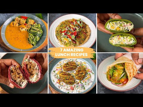 7 Easy Lunch Recipes | Veg Lunch recipes | Healthy Lunch Ideas for the Week | Weight loss recipes