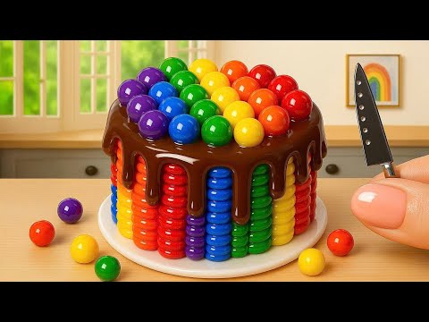 Amazing Mini Rainbow Cake Recipe With Chocolate🌈 Satisfying Rainbow Chocolate Cake Decorating