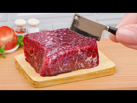 Amazing Miniature Beef Recipe 🥩 So Crispy Fried Beef Burger 🍔 ASMR Cooking Mini Food