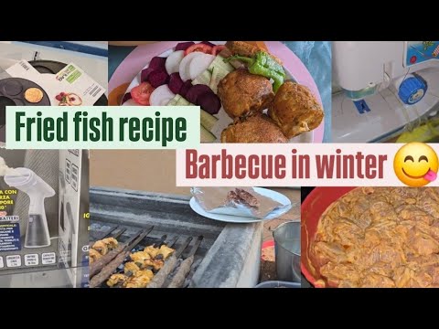 barbecue in winter 😋 |cool kitchen gadgets|useful home appliances|fried fish recipe #barbecue #food
