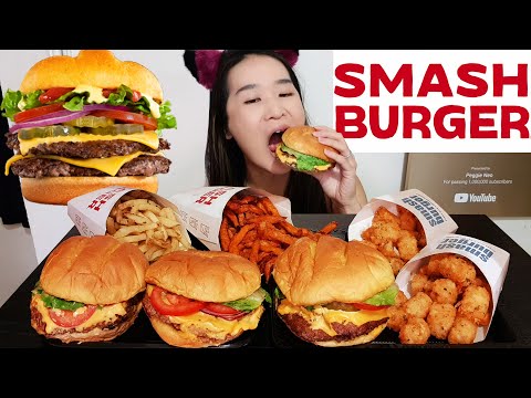 BEST CHEESEBURGER EVER! Smashburger Double Cheeseburger, Tater Tots & Fries – Mukbang Asmr Eating