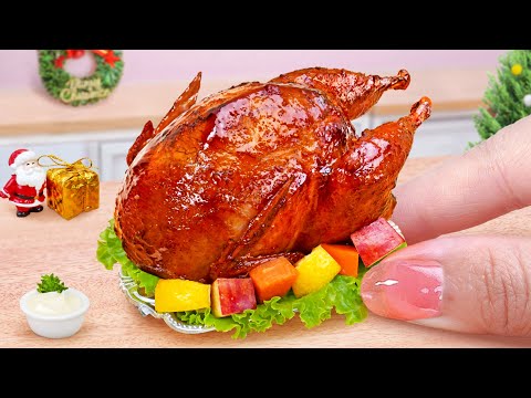 Best Christmas Dinner Recipe 💝 Cooking Miniature Roasted Chicken with Honey 🦃 Tina Mini Cooking
