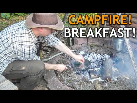 Campfire Breakfast: Eggs, Grits and Sausage!