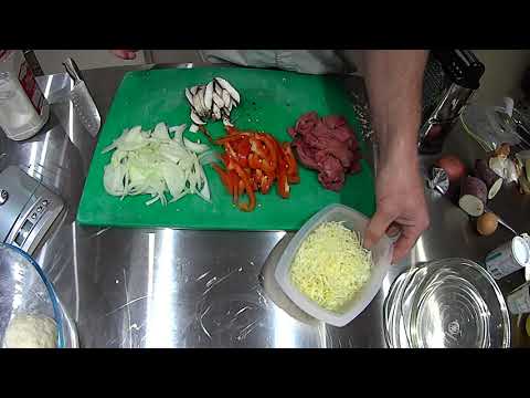 Cheese steak filled homemade pita bread