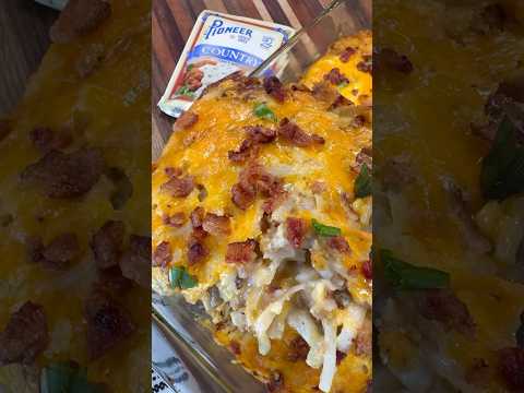 Cheesy Loaded Hashbrown Breakfast Casserole is perfect for an easy holiday breakfast!