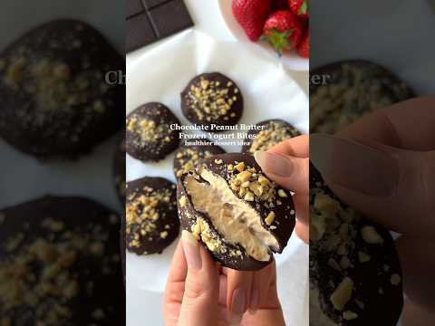 Chocolate Peanut Butter Frozen Yogurt Bites😍 #frozenyogurt #healthydessert #healthyrecipes