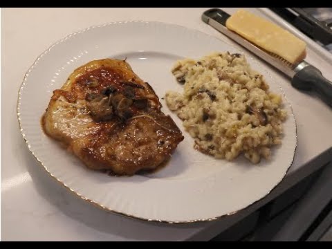 Classic Creamy Mushroom Risotto with Spicy Honey Porkchops