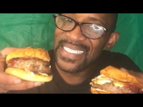 Cooking A light Meal Hamburger On Brioche Buns French Fries & Apple Wedges! Pure Deliciousness