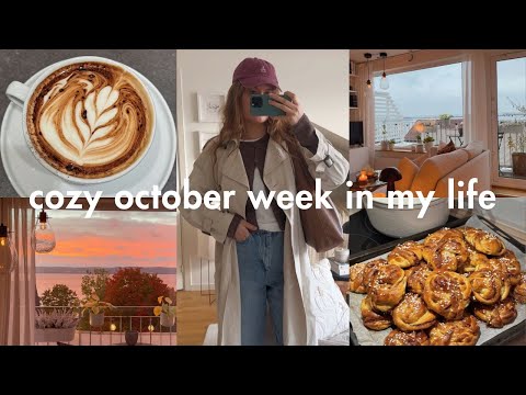 cozy october week in my life | cinnamon buns, autumn decor, wholesome recipes, & café work