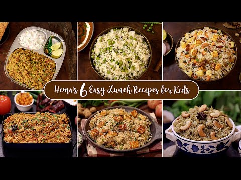 Easy 6 Lunch Recipes for Kids | School Lunch box Recipes | Pulao Recipes | Quick Lunch box Ideas