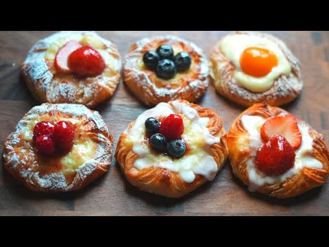 Easy Danish Pastry in 3 steps! Flaky, Buttery Danish Custard Pastry Recipe.
