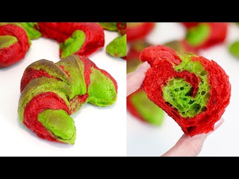 EASY!! Homemade Croissant Recipe – CHRISTMAS VERSION!! Red and Green Croissants | RECIPE
