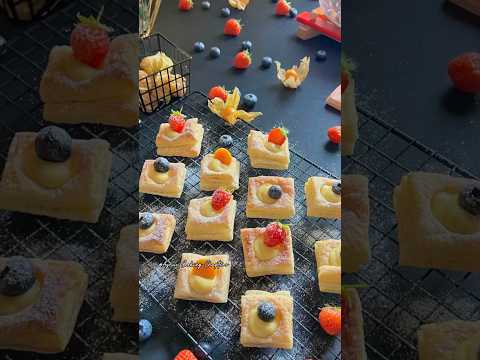 easy mini custard danish squares | Custard danish | custard puff | easy puff pastry | danish pastry