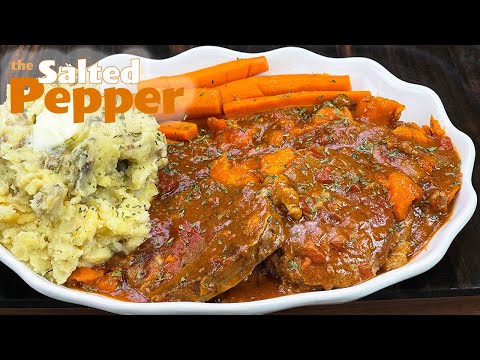 Easy Swiss Steak with Smashed Potatoes & Carrots (Pressure Cooker Recipe)