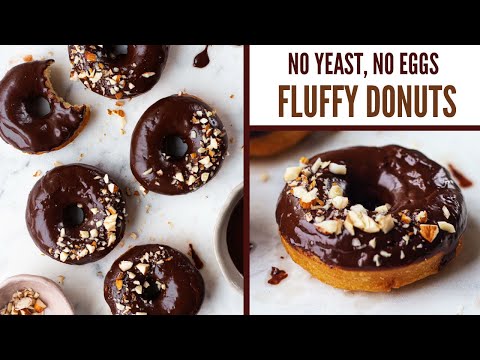 EGGLESS, NO YEAST DONUTS | Fluffy Eggless Donut Recipe Without Yeast| Chocolate Glaze Donuts at home