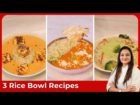 🍚Free Rice Bowl Workshop: 🌶️ Peri Peri Paneer, Indian Veg Makhni & Broccoli Rice Bowls Recipe