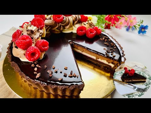 🍫🎂Raspberry Double Chocolate Tart