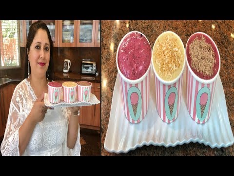 Frozen Yogurt Recipe | How to make Frozen Yogurt |Mixed Berry, Pineapple, Black Forest Frozen Yogurt