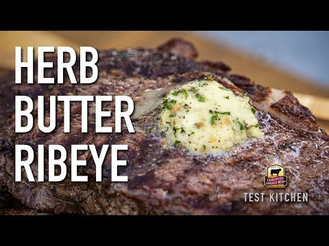 Garlic Herb Butter with Grilled Ribeye Steak Recipe