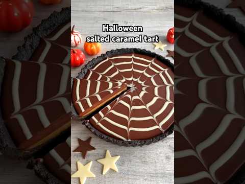 Halloween salted caramel chocolate tart #easyrecipe #shorts