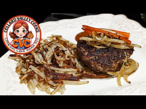 Hashbrowns & Hamburger Steak on the Flat Iron Grill – Southern Cooking