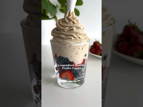 Healthy Dessert Idea: 3-ingredient Frozen Yogurt😍 #healthydessert #healthyrecipes #healthyfood