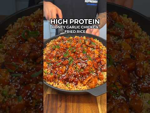 Healthy High Protein Honey Garlic Chicken Fried Rice #highprotein #mealprep #healthyrecipes #foodie