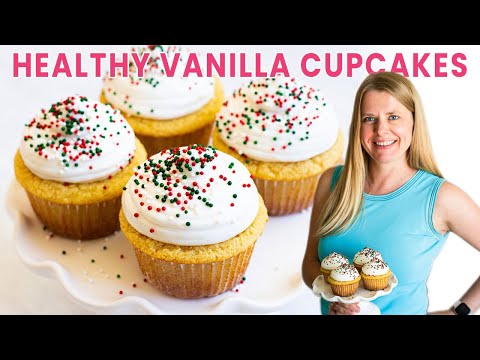 HEALTHY VANILLA CUPCAKES | easy gluten-free recipe with healthy frosting
