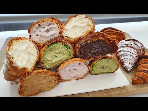 How to make 5 Kinds of Cream Croissant – Korean Food [ASMR]