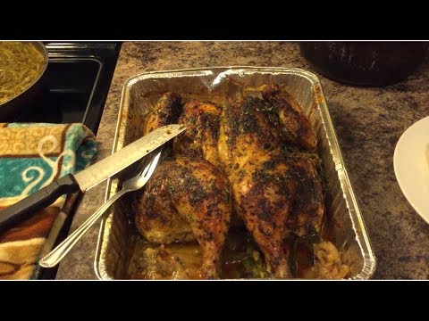 How To make a Spachcock  Oven roasted Chicken  (cutting technique)