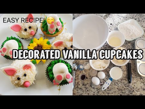 How To Make And Decorate Easy Easter Vanilla Cupcakes🧁 😋 [Using a whisk]_No Mixers!!!!!!