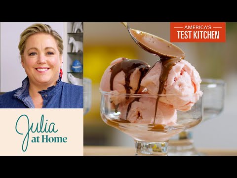 How to Make Strawberry Frozen Yogurt with Chocolate Magic Shell | Julia At Home