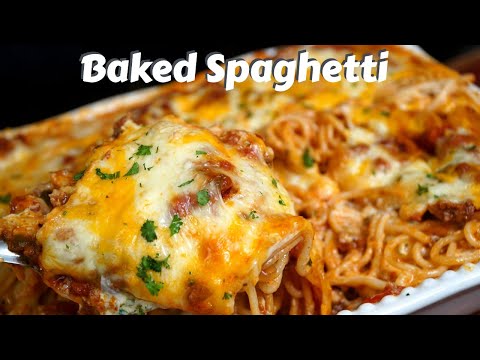 How To Make THE BEST Baked Spaghetti | Easy & Cheesy Spaghetti Recipe #MrMakeItHappen