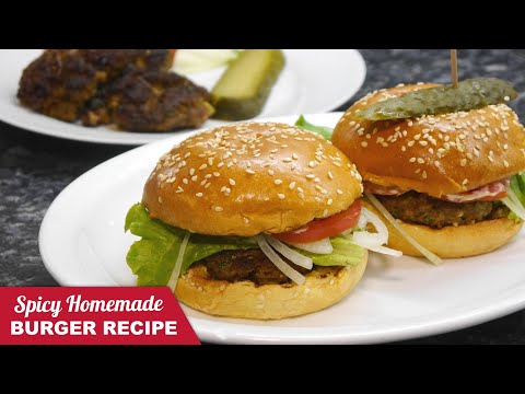 #HowToBloke 🇬🇧 Recipe: How to make spicy Beefburger|Hamburger|Burger Recipe — 2 serving suggestions.