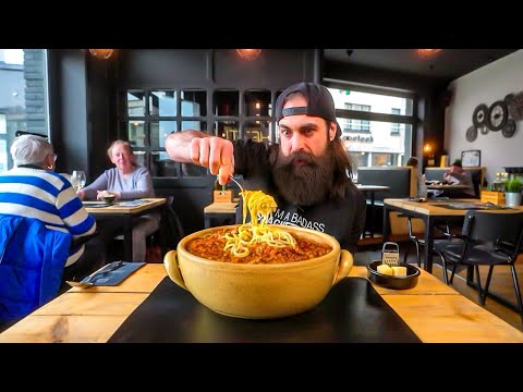I ORDERED BELGIUM'S FAMOUS GIANT SPAGHETTI BOWL CHALLENGE | BeardMeatsFood