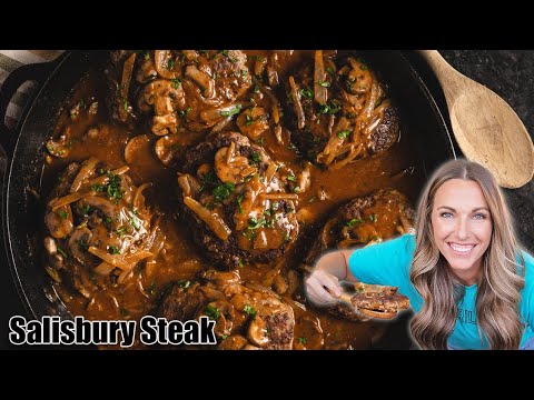 Juicy Salisbury Steak with Homemade Mushroom Gravy! Delicious!