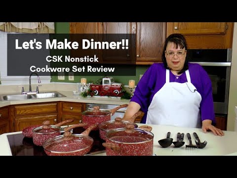 Let's Cook Dinner! CSK Nonstick Red Granite Cookware Set Review | Homemade Spaghetti with Meat Sauce
