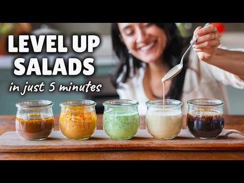 Make RESTAURANT-LEVEL salads | 5 quick dressings 🥗