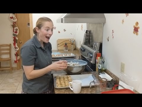 Making Christmas Coconut Oatmeal Cherry Chocolate Cookies