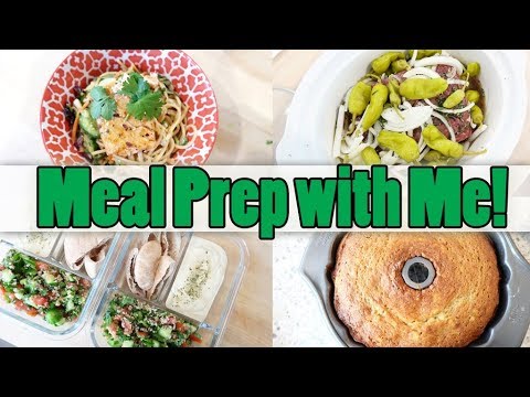 MEAL PREP 🤩 WITH ME! 🍜 COLD THAI NOODLE SALAD 🍌 BANANA BREAD 🥗 TABOULEH 🍺 BEER BRATS 🥒 HUMMUS
