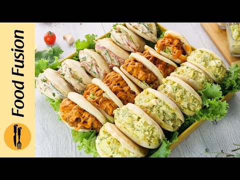 Mini Pita Sandwich Platter with Homemade Pita Bread Recipe by Food Fusion