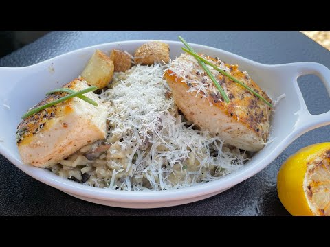 Mushroom Risotto & Pan Seared Halibut