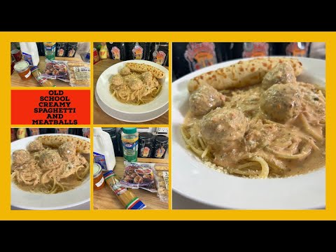 My Easy And Quick 20 Minutes Dinner Creation/OLD SCHOOL CREAMY SPAGHETTI AND MEATBALLS