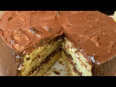 OLD SCHOOL VANILLA CAKE WITH CHOCOLATE FROSTING (OLD SCHOOL FRIDAY NIGHT CAKE OF THE WEEK SEGMENT)